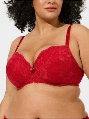 Torrid Curve Lace Contour Underwire Bra in Red